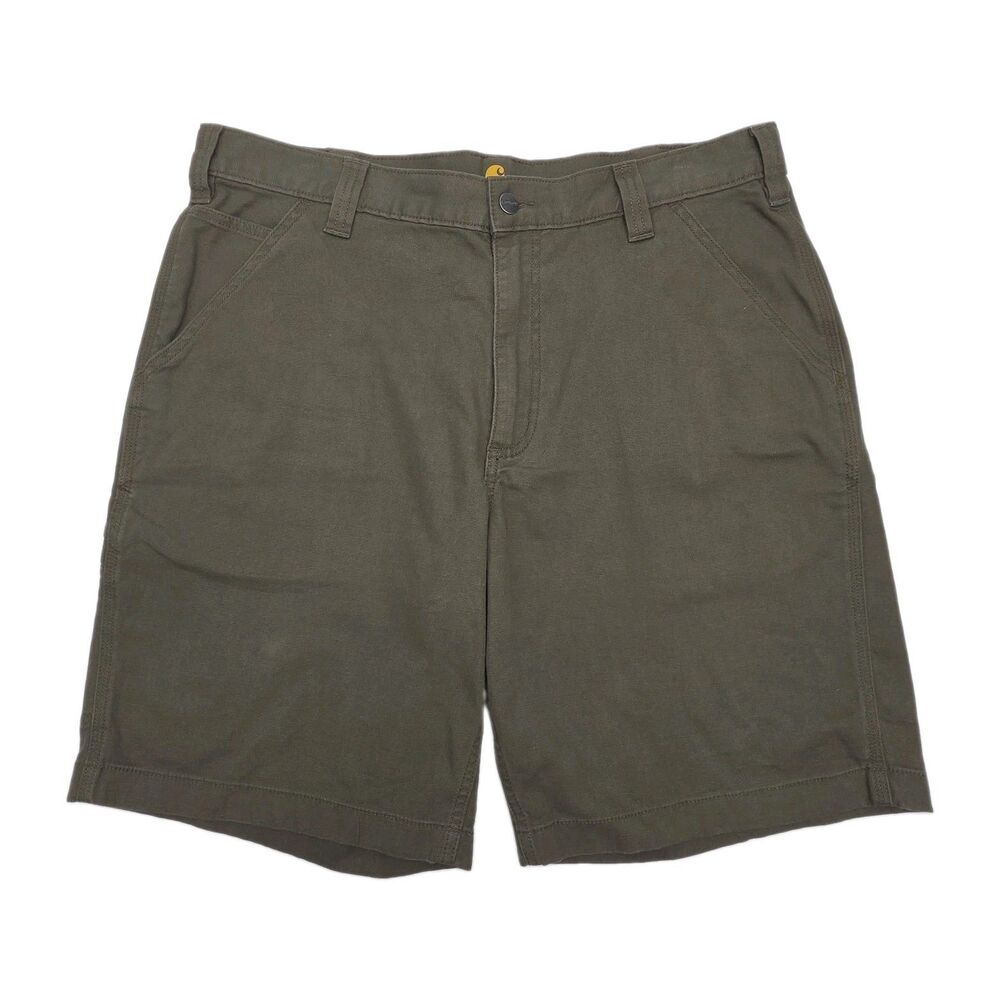 Carhartt Shorts Green Loose Fit Work Cargo Men Sz 36 Flat 9.5" Inseam Canvas - Picture 1 of 13